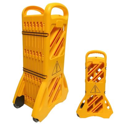 13 Foot Portable Driveway Fence Safety Barriers, Folding Portable Barricade Fence, Mobile Safety Barricade with Wheels, Durable Plastic Isolation Safety Barrier for Construction Traffic Control