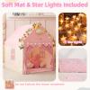 GeeSound Kids Tent for Grils Indoor: with Mat, Star Lights - Pink Play Tents for Kids Indoor Playhouse - Princess Tent for Playroom Gift for Girls Birthday (Pink W/Cloth) view 2
