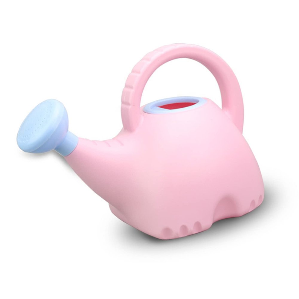 SIXRUN Children Watering Can, Elephant Shape Plastic Watering Kettle for Kids Gardening Toy with 1.5L Capacity, Smooth Design for Safe Use (Pink)