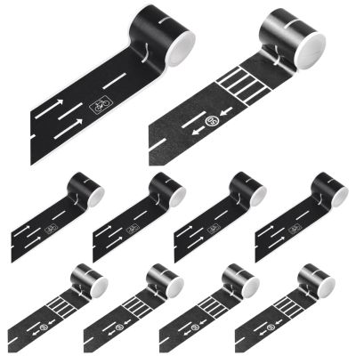 Deskium 10 Pcs Black Road Tape for Kids, 1.9 in X 16.4 Ft, DIY Toy Car Track, Fun Racing Party Decoration