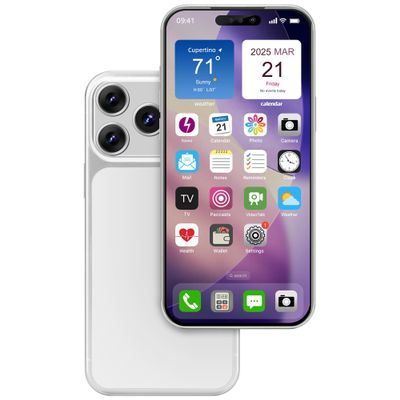 Dummy Fake Phone Model, Looks Like The Real Phone Compatible with Phone 17 Pro, for Cell Phone Store Display or Send a Toy Phone 17pro for Kids (Silver Rainbow Front)