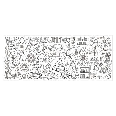 Graduation Party Giant Coloring Poster, 183x76cm Paper 2026 Graduation Drawing Banner Large Reusable Wall Art for Classroom, School, Home, Party