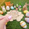 25pcs Easter Egg Fillers Laser Engraved Wooden Easter Egg Tokens Kids Reward Coins Easter Basket Stuffers & Reward Bunny Easter Egg Fillers for Teens Girls Boys view 2