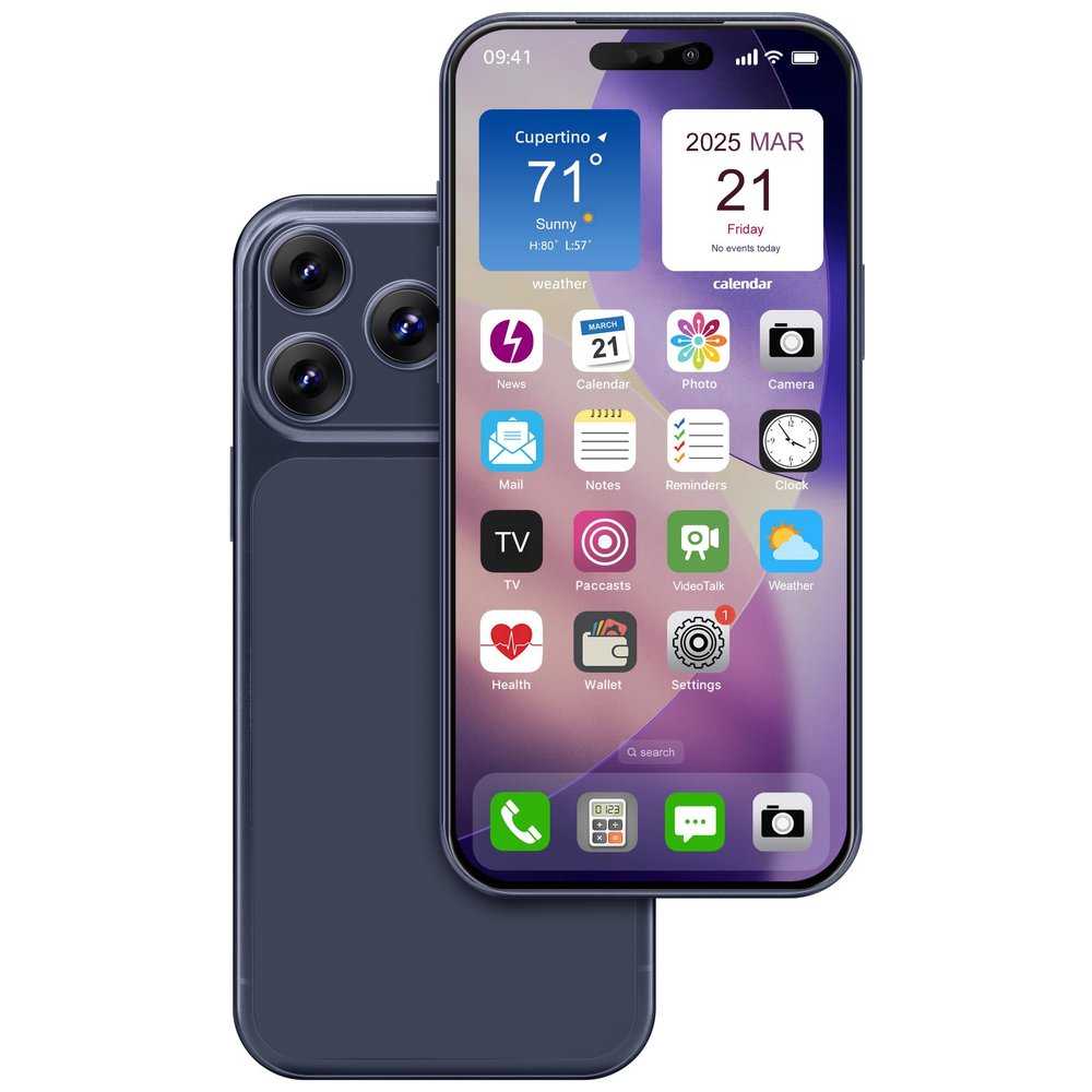Dummy Fake Phone Model, Looks Like The Real Phone Compatible with Phone 17 Pro, for Cell Phone Store Display or Send a Toy Phone 17pro for Kids (Dark Blue Rainbow Front)