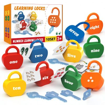 GEERAY Toddler Lock and Key Set, 10PCS Montessori Educational Toy, Numbers Matching & Counting Fine Motor Learning Lock Toys for Ages 3+, Preschool & Kindergarten Classroom Must Haves, Birthday Gifts