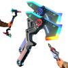 2026 New Dual Axe Blade Interstellar Spark Battle Blade, New Dual Mode LED Light Blades 7 Color Change, One Button Switch Combine Design USB Rechargeable Cosplay Gift Toy (Red+Blue) view 1