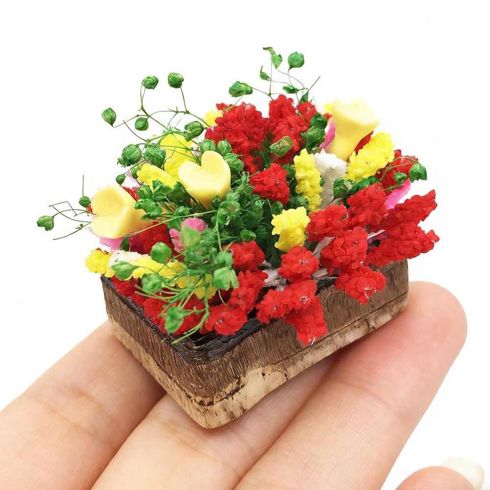 Mini Dollhouse Accessories Set, 1:12 Scale Tiny Miniature Decor for Doll House Furniture DIY (MiniFlowerPot)