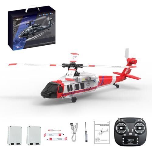 OBIOCKIDAY UH-60 Blackk Hawkk Remote Control Helicopter, 2.4G 5CH Flybarless RC Helicopter Aircraft with Barometric Altitude Hold/Optical Flow Positioning/One-Key InvertGift, Gift -RTF