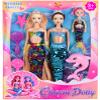 11.5 inch Mermaid Dolls Set with Accessories - Two Princess Dolls, One Small Girl Doll, a Dolphin Toy, One Star Toy, Two Comb- Summer Water Play Birthday Gift for Kids 3+ view 1