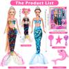 11.5 inch Mermaid Dolls Set with Accessories - Two Princess Dolls, One Small Girl Doll, a Dolphin Toy, One Star Toy, Two Comb- Summer Water Play Birthday Gift for Kids 3+ view 2