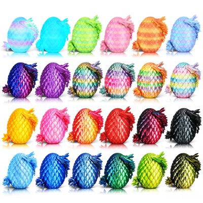 Drofex 24P 3D Printed Dragon Eggs, Mystery Crystal Dragon Egg for Birthday Party Favors, Unique 3D Fidget Toys for Classroom Prizes Bag Stuffers, Fantasy Tabletop Decor for Kids & Collectors