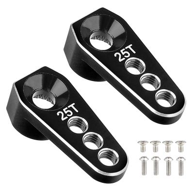 AllinRC 25T Aluminum Servo Horn 6mm Gear for TRX-4M 1/18 RC Crawler High-Torque Micro Servo Steering Arm Upgrade, Compatible with Stock Servo (2-Pack)