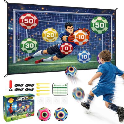 CARDOBIR Soccer Ball Game Mat Set for Kids, Sticky Soccer Target Game with 59 x 39 in Flannel Mat, Scoreboard and 2 Balls, Indoor Outdoor Soccer Toys for Ages 38 (Medium)