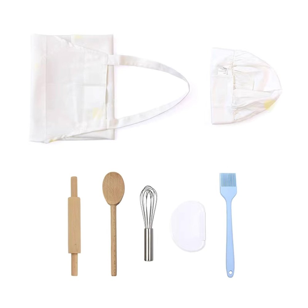 HLS maoyi Montessori Daily Life Kitchen Set, Children's Baking Set with Rolling Pin, Whisk, Silicone Brush,L