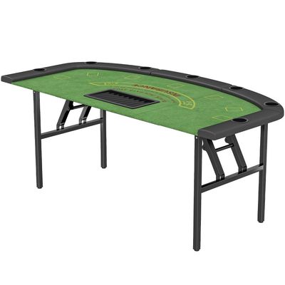 WYTUZIYE Foldable 8 Player Poker Table, Texas Holdem Poker Table Padded Rails & Cup Holders, Durable Portable Folding Game Table for Home or Game Room