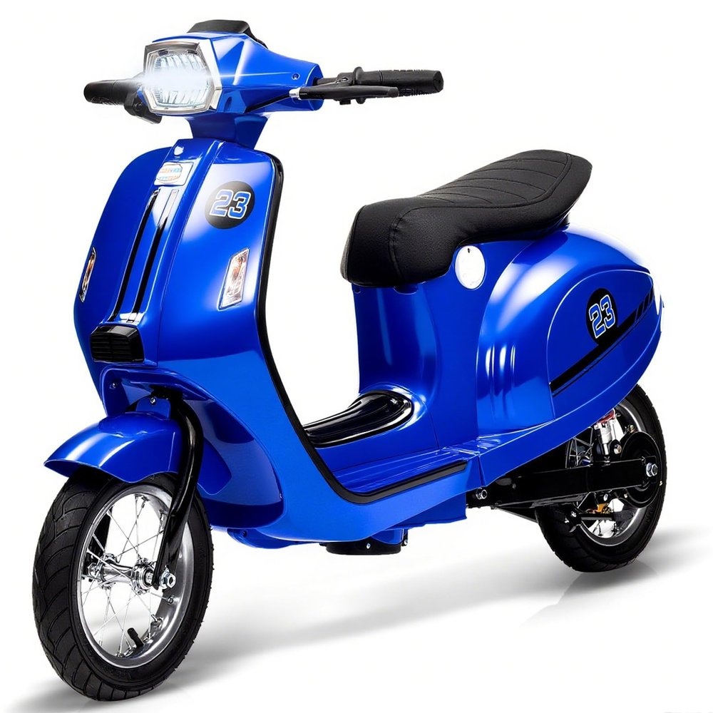 24V Electric Moped Scooter for Kids 8-14 - Motorcycle for Kids with LED Light - Electric Scooter with Seat for Children