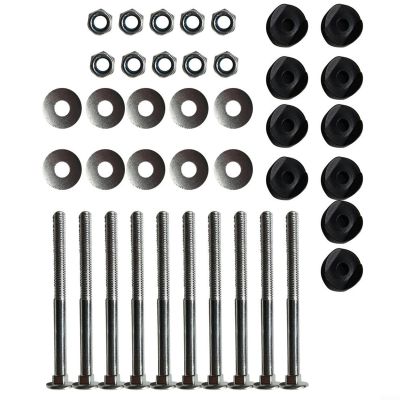 10-Pack Black Screws for Enclosure Poles  3.03 Inch (77mm) Length, 6mm Diameter, Galvanized Steel Replacement Bolts with Spacer Washers, Compatible with Most Round &