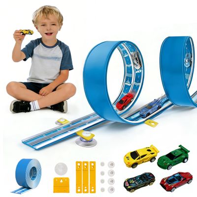 Flexible Race Track for Kids, 16.4 Ft Roll-Up Track for 1/64 Diecast Cars