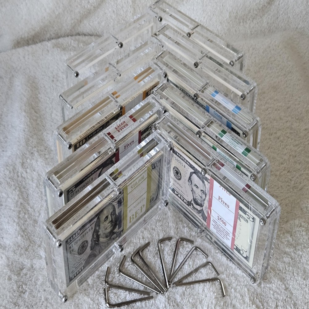 10 Pack Acrylic 100 Pack Bank Note BEP Currency Display Dollar Case Frame Money Holder Money is NOT Included