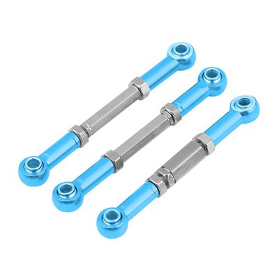 3Pcs Aluminum Alloy Front Steering Linkage Rods, CNC - Machined Steering Rod for FS 53633/51805 / 51806 1/10 RC Car, Anodized Surface Upgrade Replacement Part (538057B Blue)
