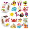 1000Pcs Summer Stickers for Kids, 2 Rolls Hawaiian Tropical Beach Self Adhesive Labels Luau Party Favors for Seasonal Holiday DIY Crafts Teacher Reward Gifts Scrapbooking Water Bottle Decor,16 Designs view 1