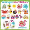 1000Pcs Summer Stickers for Kids, 2 Rolls Hawaiian Tropical Beach Self Adhesive Labels Luau Party Favors for Seasonal Holiday DIY Crafts Teacher Reward Gifts Scrapbooking Water Bottle Decor,16 Designs view 2