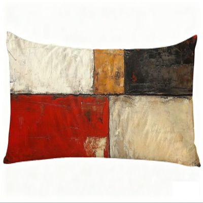 Long Body Pillow for Adults 16x55 Inch, Rust Bed Pillows Soft Support Grey Double Sided Print Linen Throw Pillows Covers, for Side Sleeping Pregnant Pillow with Zipper for Home Bed Room Decor J0-1049
