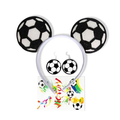 2026 World Cup Soccer Fan Accessories Set, Glitter Soccer Ball Headband, Soccer Earrings & Temporary Tattoos, Football Game Day Cheer Gear for Women & Girls, Reusable Fan Gift, Soccer Watch Party Supp