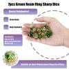 7pcs Green Resin Ring Sharp Dice, Solid Resin Polyhedral, Compatible with Role-Playing RPG Board Game Card Game view 3