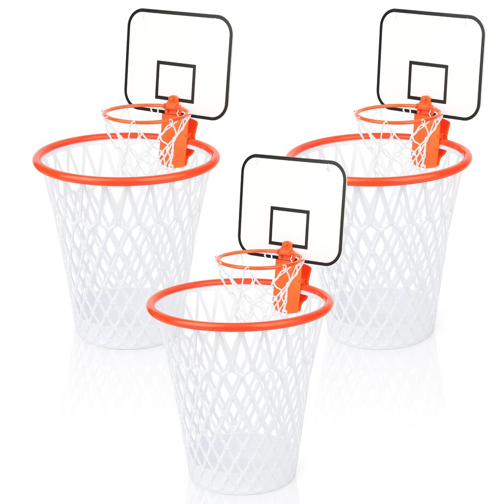 3sets Basketball Trash Can with Basketball Hoop,Mini Basketball Hoops,Basket-Ball Wastebasket Includes Clip On Basketball Hoop,Fun Basketball Gift,Garbage Can for Office,Classroom, Living Room,Gym