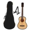 1/6 Wooden Guitar Model for 12inch Doll, Miniature Musical Instrument Decoration with Mounting Bracket, Realistic Guitar Accessory for Dollhouse Scene view 1