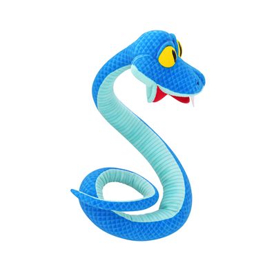 41-Inch Poseable Blue Snake Plush, Bendable Cartoon Stuffed Snake, Soft Plush Body for Room Decor, Fan Collection & Animal Lovers