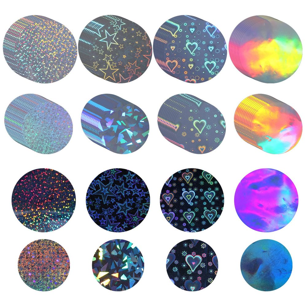 200 Pcs Badge Protective Film, 70mm (2.76 in) Holographic Film Button Maker Supplies Glittering Films for 2.25 Inch 58mm Buttons Maker Machine, 58mm Button Making Supplies