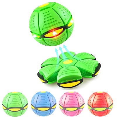 Schythely Magic Bouncing Ball with 6 Light,Pop up, Meta Ball Metaball Transforming Design Flying Saucer Bouncy Interactive Bouncing Balls for Parent-Child Interaction (Green)