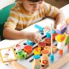 KELFEEAO Wooden BBQ Playset, Multifunction Simulation BBQ Grill Toy Set with Rich Accessories Enhance Motor Skills Kids Grill Playset Fits Over 3 Years Old view 3
