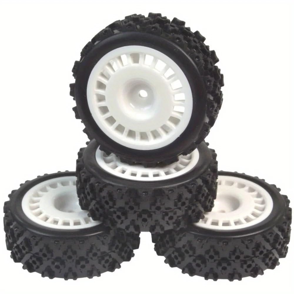 12mm Hex Rally Tires RC Racing On Road Tyre Wheel for Tam-iya TT01 TT02 XV01 TA06 HPI WR8 HSP 1/10 1/12 1/14 Car Accessories(White)