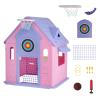 4-in-1 Activity Playhouse for Kids, Cottage with Basketball Hoop, Dartboard & Soccer Goal, Educational Role Play Toy for Toddlers & Children Ages 3-8 Years view 2