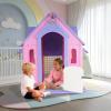 4-in-1 Activity Playhouse for Kids, Cottage with Basketball Hoop, Dartboard & Soccer Goal, Educational Role Play Toy for Toddlers & Children Ages 3-8 Years view 4