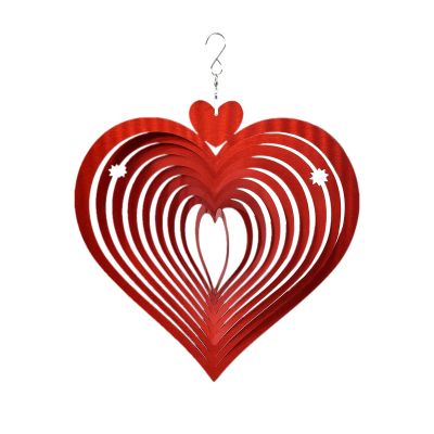 3D Love Heart Wind Spinner Stainless Steel Wind Catcher Outdoor Hanging Wind Chimes Pendant Garden Yard Decor