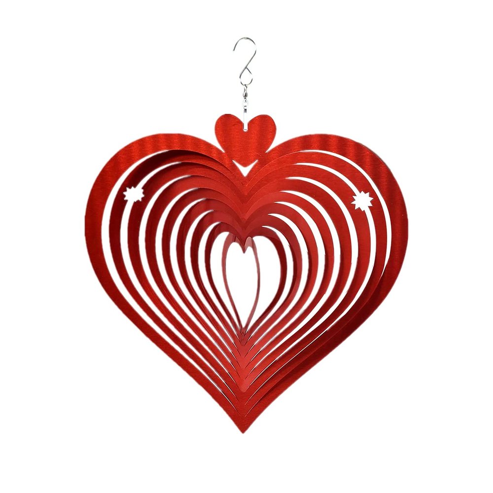 3D Love Heart Wind Spinner Stainless Steel Wind Catcher Outdoor Hanging Wind Chimes Pendant Garden Yard Decor