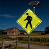 24"/30" Flashing Pedestrian Crossing Sign, Solar Power Pedestrian Sign, Solar Flashing Cross Walk Road Traffic Signs, Blinking Street Warning Signs, Aluminum Rust-Proof Metal Frame 30" view 1