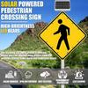 24"/30" Flashing Pedestrian Crossing Sign, Solar Power Pedestrian Sign, Solar Flashing Cross Walk Road Traffic Signs, Blinking Street Warning Signs, Aluminum Rust-Proof Metal Frame 30" view 2