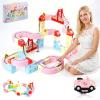 OMKSIH Electric Train Set, 3D Magic Flexible Race Track KlickRail Electric Train Set with Light Anti-Gravity Building Train Track STEM Learning Birthday Gift (180 PCS) view 1