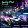 Alomejor RC Drift Car, 1:24 Scale Remote Control Racing Car with 360 Rotation, LED Lights Interchangeable Tires for Drifting and Racing (Green) view 2