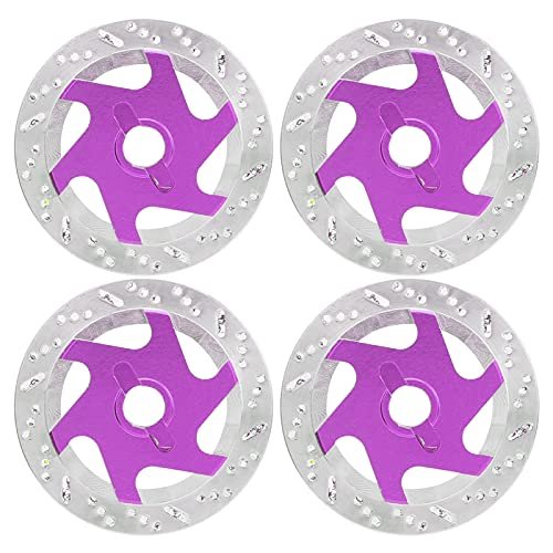 4PCS Universal Aluminum Alloy RC Car Brake Disc Metal Hex Adapter, 1/10 Scale CNC - Machined Lightweight Brake Disc with Anodized Finish for Remote Control Cars (Purple)
