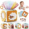 let's make Baby Tissue Box Toy, Farm Montessori Sensory Toys 6-12 Months, Play Silks & Crinkle Tissues with 3D Corduroy, Mirror, Squeaky Cow & Travel Clip - Fine Motor Skills Baby Girl Boy Gifts view 1