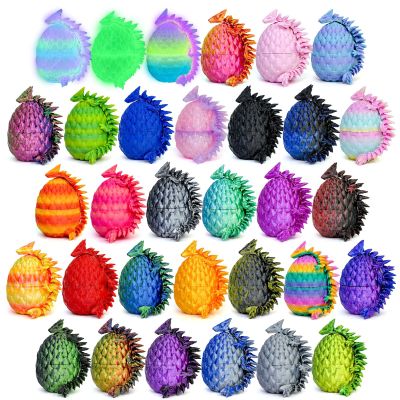 3D Printed Dragon Eggs with Dragon Inside,Articulated Crystal Dragon in Egg,Easter Basket Stuffers for Teens,Party Favors,Easter Gifts for Kids,Fantasy Tabletop Decor for Kids & Collectors (32PCS)