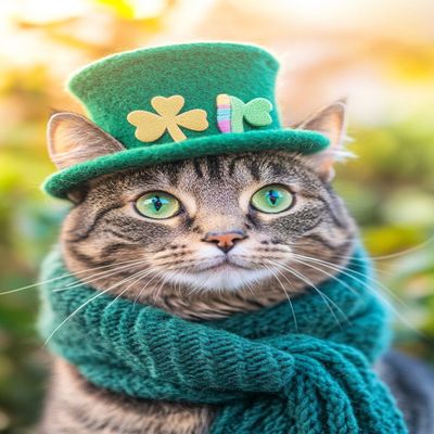 Cat with A Hat 500 Pieces Puzzle for Adults, Educational Intellectual Jigsaw Puzzle, St. Patrick's Day Fantasy Puzzles for Adults Fun Game 15.2 * 20.8 Inch