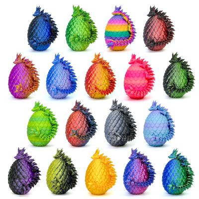 Aesinos 18PCS 3D Printed Dragon Eggs with Dragon Inside Easter Eggs 3D Printed Dragon Easter Toys Mystery 3D Dragon Egg 3D Printed Animals Toy Dragon Fidget Toy Home Office Decoration (18PCS)