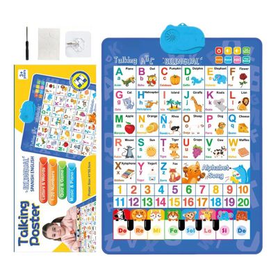 Alphabet Wall Chart,Educational Bilingual Interactive Toy,Music Spanish and English Preschool Wall Posters | for Ages 3-8 Language Development Classroom Preschool